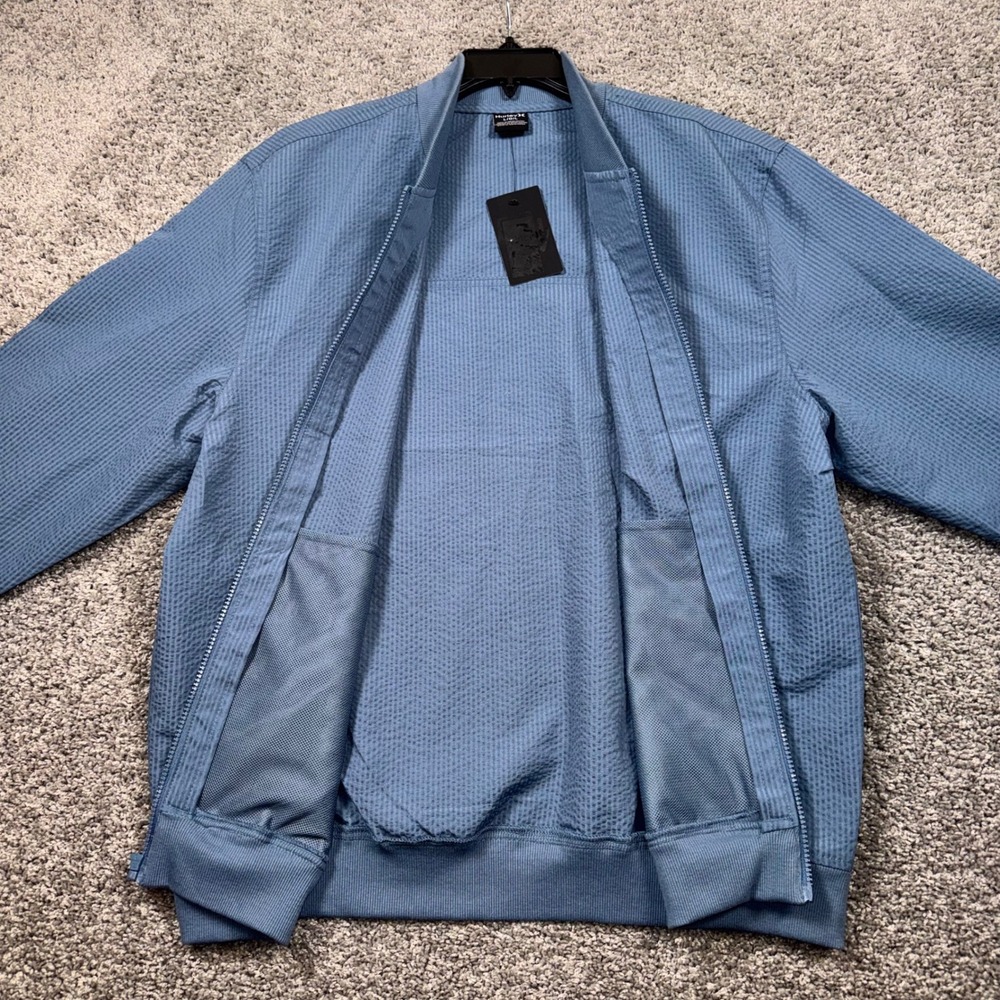 Hurley Seersucker Bomber Mens Textured Full Zip Jacket Hypnotic Blue Large NEW - Picture 5 of 8